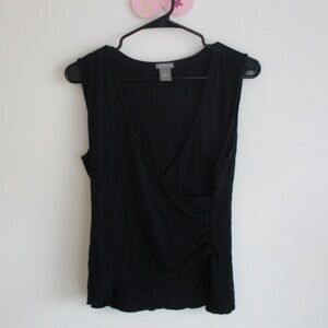 Black Sleeveless Wrap-Front Top - Ann Taylor
